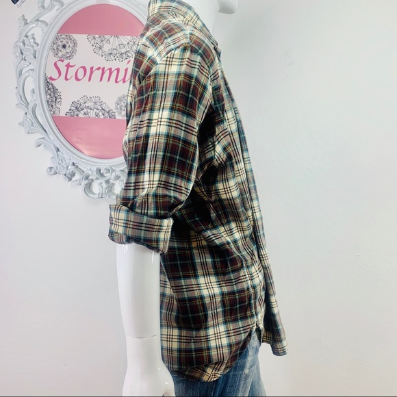 Ralph Lauren/ Plaid Brown Green Cream Blue Yellow - Picture 4 of 9